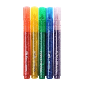 5 ks Magic Lesk Marker Pero Svetlé Šumivé Farba Kreslenie, Maľovanie kancelárske potreby