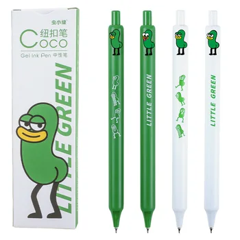 Gélové Pero 4 Ks Kawaii Malý Zelený Chrobák Študent Papiernictvo Napísať Perá 0.5 Black Skúšku Pero