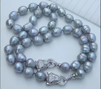Krásne 12mm prírodné južných morí striebro sivý perlový náhrdelník 18-palcové náramok nastaviť