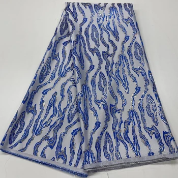 Kráľovská Modrá Afriky Brocade, Žakárové Čipky Textílie 2023 Vysokej Kvality Nigérijský Organza Tissu Čipky Textílie Pre Svadobné Šaty KRC23227