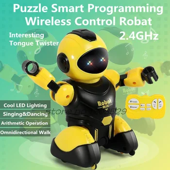 Puzzle Inteligentné Programovanie Bezdrôtové Ovládanie Robat 2.4 G LED Osvetlenie Zaujímavé Jazyk Twister Spev, Tanec Aritmetický RC Robat