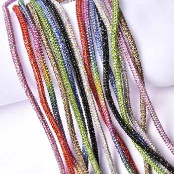 2 M 4 mm Kolo Diamond Kábel Crystal Bavlnené Lano Lesk Drahokamu String Orezávanie Diy Šperky Šnúrky Tašky Šnúrkou