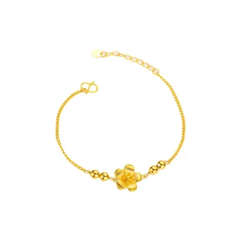 24K Čisto Žlté Zlato Farba Camellia Kvet Malý Kvet Tenký Náramok Náramok Svadby, Narodeniny, Vianočné Darčeky, Šperky