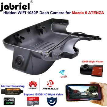 2K 1080P Auto Wifi 24-hodinové park monitorovanie auto car dvr Dash kamera, videorekordér duálny objektív pre Mazda 6 atenza 2018 2019 2020