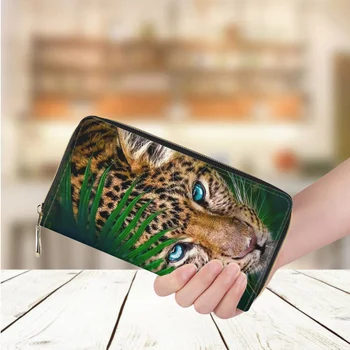 3D Zvierat Leopard Tlač Peňaženka pre Ženy Móde Hot Bežné Nákupy Dlhé Kožené vrecia s Peniazmi Luxusné Kreditnej Karty, Držiak na Kabelku