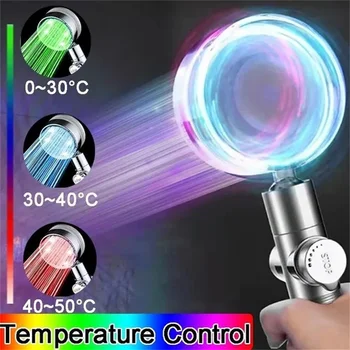 7 Farby Meniace LED Sprcha Hlavu Ručné Automatický Filter, Vysoký Tlak Sprcha Trysiek 360 Stupeň Spin Spa Kúpeľňových Doplnkov