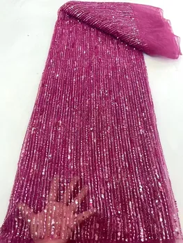 Africké Korálkové Čipky Textílie 2023 Vysokej Kvality francúzsky Luxus Korálky Čipky Nigérijský Flitrami Tylu Čipky Textílie na Svadby