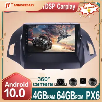 Android 10 Auto Multimediálne Rádio 4+64 G DVD Prehrávač 360 Panoramatická Kamera Pre Ford Kuga Uniknúť 2012 + Auta GPS Navigácie DSP Carplay