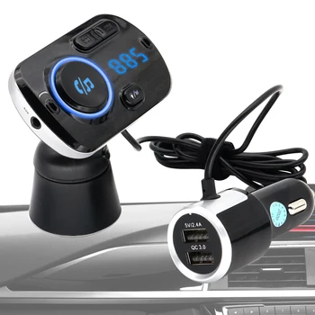 Auto Bezdrôtová 5.0 AUX FM Handsfree Rádio Audio Modulátor MP3 Prehrávač, USB Rýchle Nabíjanie Adaptér Panel