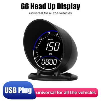Auto Head Up Display Kilometrov Rýchlomer G6 HUD S Okolitého Svetla, Alarm Set Digitálne Hodiny Nadmorskej výšky Meter RPM MPH