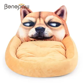 Benepaw 3D Shiba Inu rozkladacia Pohovka Psa Hot Predaj Umývateľný Plyšový Pes Spí Dom Útulný Mäkké spoločenské Šteňa Posteľ Vankúš Dodávky