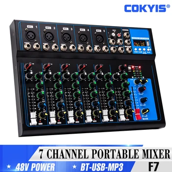 COKYIS 7 kanálový profesionálny mixér prenosné miešanie konzoly počítača vstup 48v napájanie F7 Záznam PC Audio mixer
