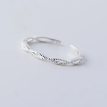 DAIWUJAN 925 Sterling Silver Jednoduché Geometrické Tenké Otvorené Prst Prsteň kórejský Štýl Skrútený Chvost Krúžok Nastaviteľné Ženy Šperky