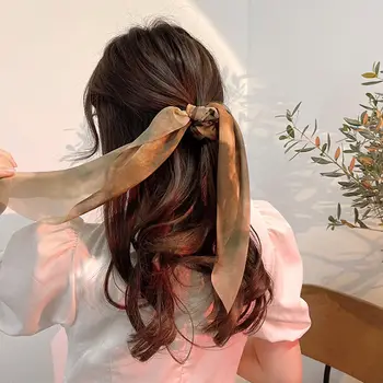 Dlho kórejský Vlasy Príslušenstvo Ženy Streamer Luk Páse s nástrojmi Vlasy Kapely Vlasy Laná tie dye Scrunchies Vlasy Väzby