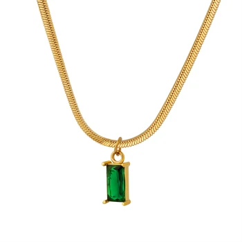 Emerald Zirkón Náhrdelník Prívesok Ženy Zlaté Šperky Á Z Nehrdzavejúcej Ocele Náhrdelník Módnych Šperkov Náhrdelník Ženy, Darčeky