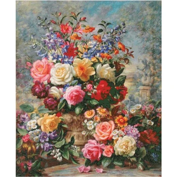 Farebné kvety ruže cross stitch package veľké bloom 18ct 14ct 11ct tkaniny bavlnené nite na výšivky HOBBY ručné vyšívanie