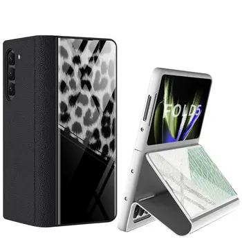 Flip Top Sklo Puzdro pre Samsung Galaxy Z 5 Násobne Svetlo Luxusné Obchodné Kožené puzdro Ultra-tenké Jemné Dotyk Shockproof Kryt