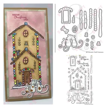 Gingerbread House Tenká Metal Craft Rezanie Zomrie DIY Zápisník Papier Denník Dekorácie Ručné Ručné Pre Razba Šablóny