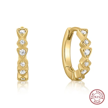 Jemné Šperky Minimalistický 14k Zlata Plátovaného Vermeil Luxusné Šperky Darček S925 Mincový Striebro Šumivé Cz Zirkón Huggie Hoop Earri