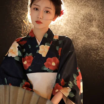 Kimono Šaty Japonský Štýl Yukata Župan Ženy Tlač Haori Japonsko Jednotné Cosplay Vintage Cardigan Kostým Party Šaty Oblečenie