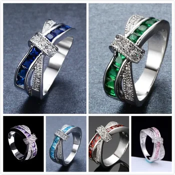 Klasické 925 Sterling Silver diamond prstene Pre Ženy Farebné zirkón veľkosť 6-10 Móda, svadobné doplnky, Párty Darček Šperky