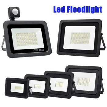 LED Flood Light Pir Senzor, 100 W AC 220V Exteriérový Vodotesný kryt Reflektoru Reflektor Pouličné svietidlo Nástenné Svietidlo Záhradné Osvetlenie