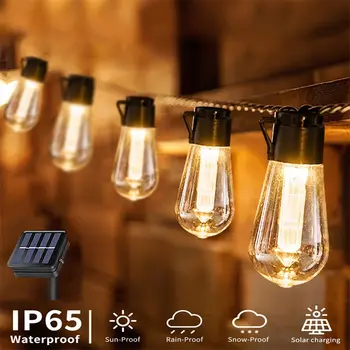 LED Solárne Víla String Svetlá Vonkajšie Vianočné Dekorácie Žiarovka IP65 Vodeodolný S14 Solárne LED Osvetlenie Dovolenku Garland Na Záhrade