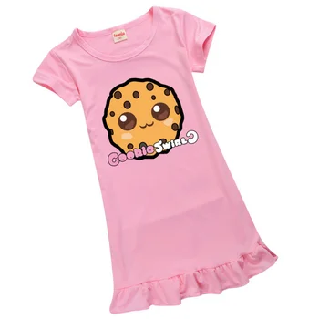 Letné Dievča Šaty Cartoon Cookie Vírivá c Dievčatá Oblečenie Baby Nightdress Princess Party Šaty Deti detský Domov nosiť Oblečenie