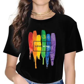 LÁSKA VYHRÁVA Šedá LGBT Pride Láska Allyship Ženy Tričko Vlákno Grafické Crewneck Tričko