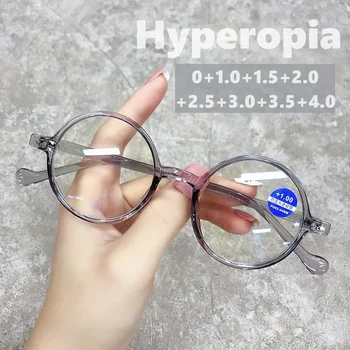 Malé Okrúhle Ďalekozrakosť pre Mužov, Ženy Vintage Retro Modré Svetlo Blokuje Okuliare na Čítanie Ultralight Klasické Presbyopia 0 Až+4.0