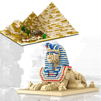 Model Nanobrick Micro Diamond Bloku V Starovekom Egypte Pyramídy Sphinx Svet Slávnej Historickej Architektúry Stavať Murované Hračka Pre Darček