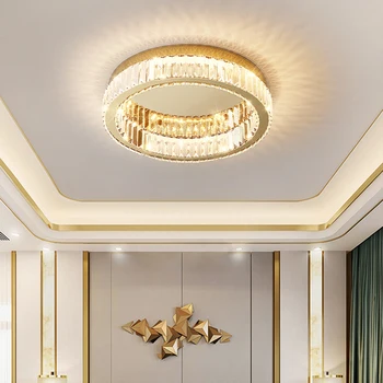 Moderné Módne Gold Crystal Light Art Decor Okrúhle Stropné Svetlá Obývacia izba, spálňa Led Stropné svietidlo Svietidlá