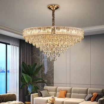 Moderné Zlato Lustre Svetlo Luxusné Crystal Visiace Lampy, Obývacia Izba Domova Lesk Villa Lobby Spálňa Led Luster