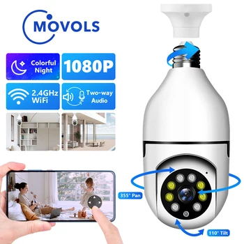 Movols WiFi Žiarovky Fotoaparát E27 kamerový Domáce Vnútorné Zabezpečenia Baby Monitor IP Farebné Nočné Videnie AI Auto ľuďmi