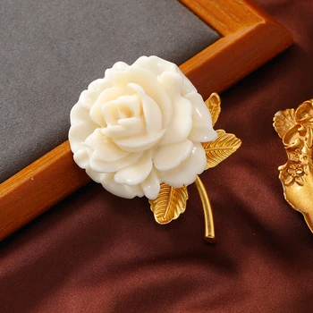 Muylinda Vintage White Rose Brošňa Pre Ženu, Muža, Luxusné Živice Kvet Strany Svadobné Office Pin Príslušenstvo Dary