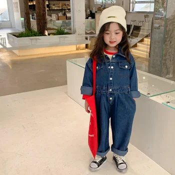 Móda Deti Džínsové Nohavice Nohavice Deti Kórejské Oblečenie Na Jeseň Jar Roku 2022 Dieťa Jumpsuit Dievčatá Chlapci Jeden Kus Oblečenie, Džínsy
