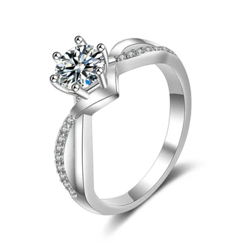 Nerezový Krúžok Pre Ženy Módny Trend Geometrické Kríž Imitácia Diamant Prsta Prsteň Ženské Šperky, Zásnubné