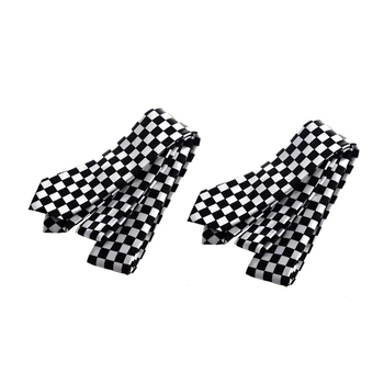 Nové-2X Pánske Čierne Biele Kockované Kockovaná Kravata Krku Kravatu