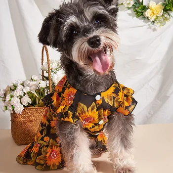 Oblečenie pre psy malých Japonských a kórejských roztomilý slnečnice close-vrstvené sukne lete mačka šaty pohodlné a módne pet oblečenie