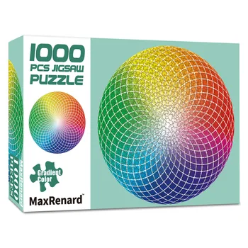 Papierová Skladačka Kola 1000 Ks Puzzle Hračka pre Dospelých Farebné Kruhové Puzzle Rainbow Gradent Farebná Hračka Vianočný Darček P449