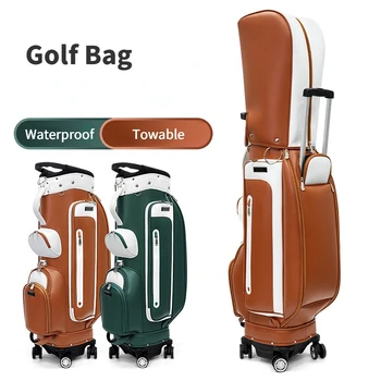 PGM Nový Golfový Bag Módne Vytiahnite Tyč Pack Golf vodeodolného Nylonu Mikrovlákna Štyroch Kolies Golf Cestovná Skladacia Lietadlo Tašky