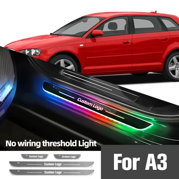Pre Audi A3 8P 8 l 8V 1996-2020 2011 2014 2019Car Dvere, Parapetné Svetlo Prispôsobené Logo LED Vitajte Prah Pedál Lampy Príslušenstvo
