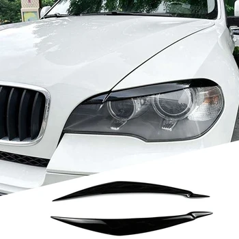 Pre BMW X6 E71 2008-2015 X5M E70 2006-2013 Auto Lesklý Čierny Svetlomety Obočie Viečka Výbava Kryt Nálepky Živice