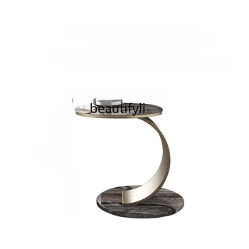 Prírodný Mramor Strane Tabuľky Svetlo Luxusné talianske Minimalistický Gauč Kreatívne a Mierne Luxusné Dizajnér Rohu Tabuľky