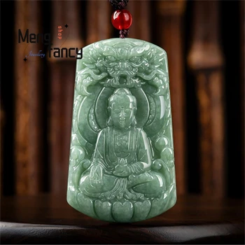 Prírodný Ľadový Jadeit Rulai Buddha Prívesok Charms Módne Rytec Jade Jemné Šperky Muži Ženy Amulet Maskoti Luxusnej Dovolenky Dary