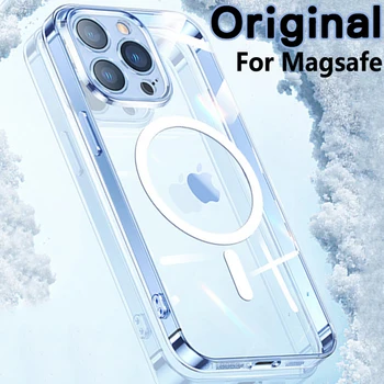 Pôvodné Bezdrôtový Magnetický Kryt Pre Apple Magsafe Prípade Iphone 11 12 13 14 Pro Max Mini Xr Xs Max X 8 Plus Luxusná Priehľadný Akrylový