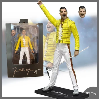 Pôvodné NECA42066 Freddie Mercury Akcie Obrázok Live At Wembley Stadium a Queen Žltá Bunda Pohyblivá Hračka Figúrka Rocková Kapela Bábika