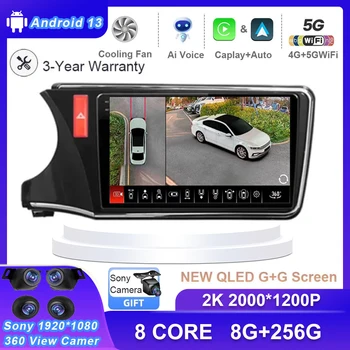 QLED Android 13 Pre Honda CITY 2014 2015 2016 2017 2018 2019 Multimediálne Stereo Auto Prehrávač, Navigácia GPS, Rádio 4G LTE, WIFI