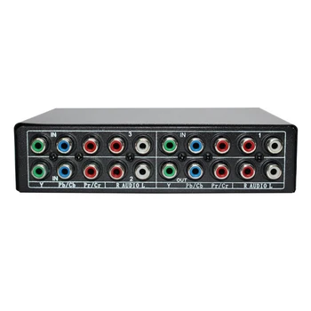 RGB Zložky Spínač Voliča 5 RCA 3-Pásmový YPBPR Komponentný Kábel Prepínanie AV Switcher pre PS2, Wii konzoly Xbox DVD Prehrávač TV