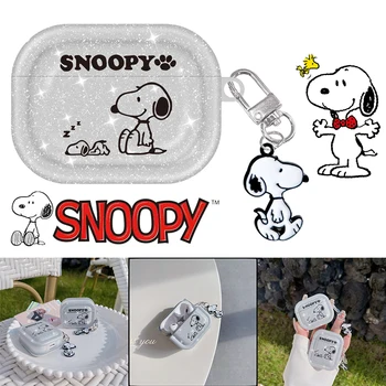 Snoopy Cartoon Svietiace Slúchadlo Prípade Airpods 1 2 3 Pro Pro2 Ochranný Kryt s Príveskom Prachotesný Anti Drop Kryt Darček